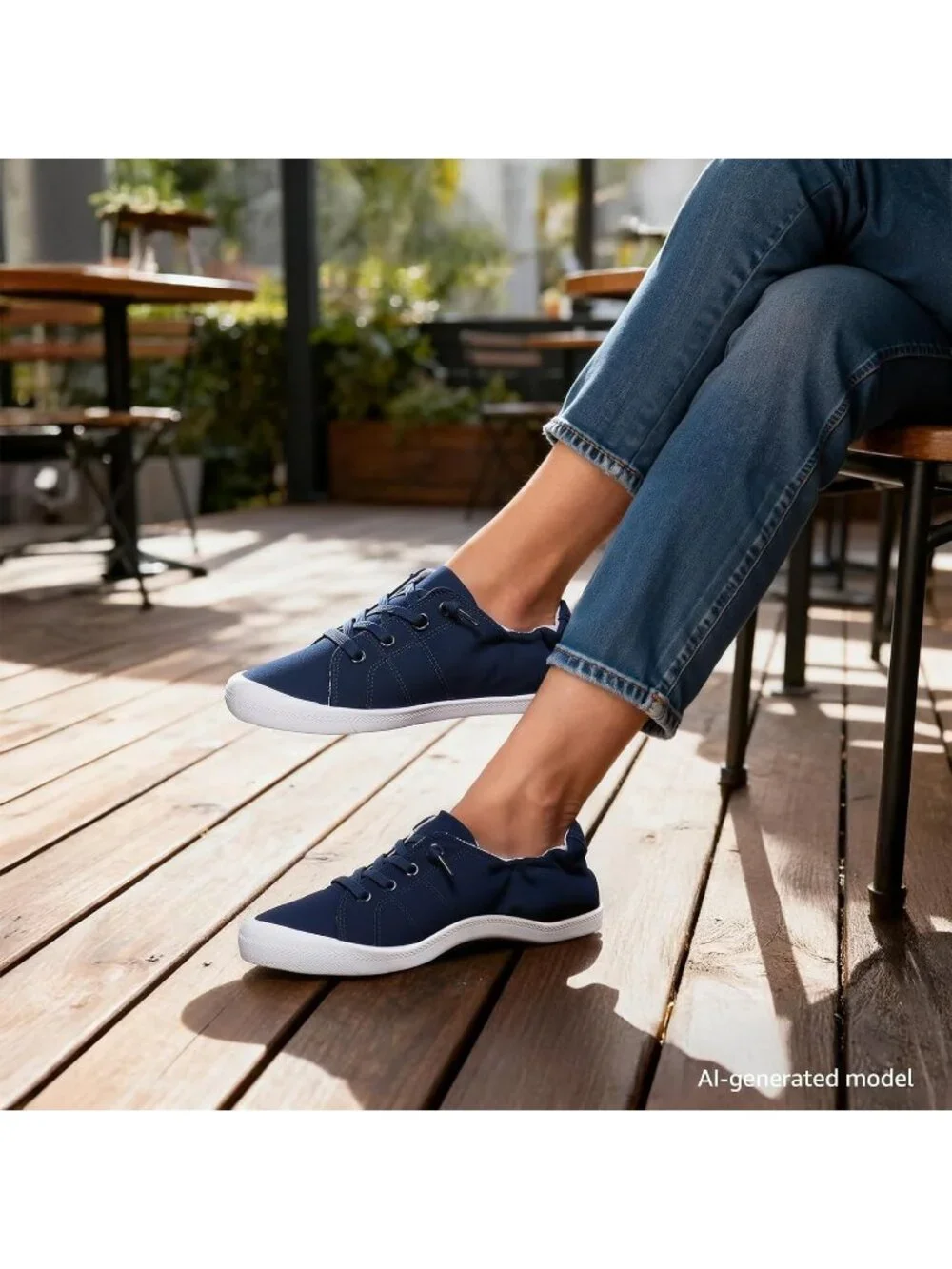 Women's Navy Tennis Shoes Casual Leather Low Top Athletic Running Sneakers